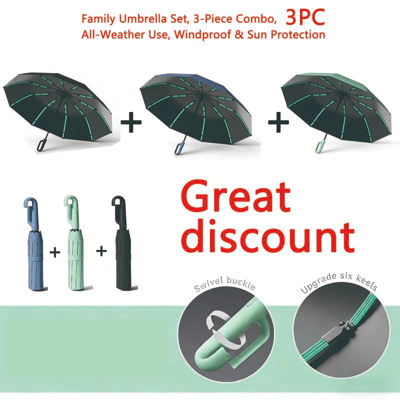 Automatic Folding Umbrella, Windproof & Waterproof Portable Compact Travel Umbrella with Loop Buckle for Men & Women