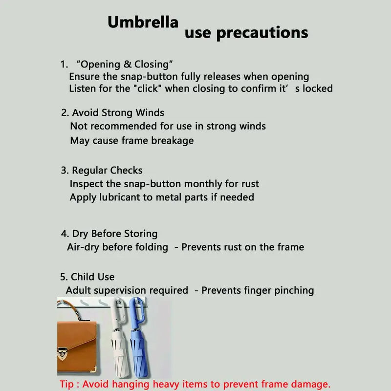 Automatic Folding Umbrella, Windproof & Waterproof Portable Compact Travel Umbrella with Loop Buckle for Men & Women
