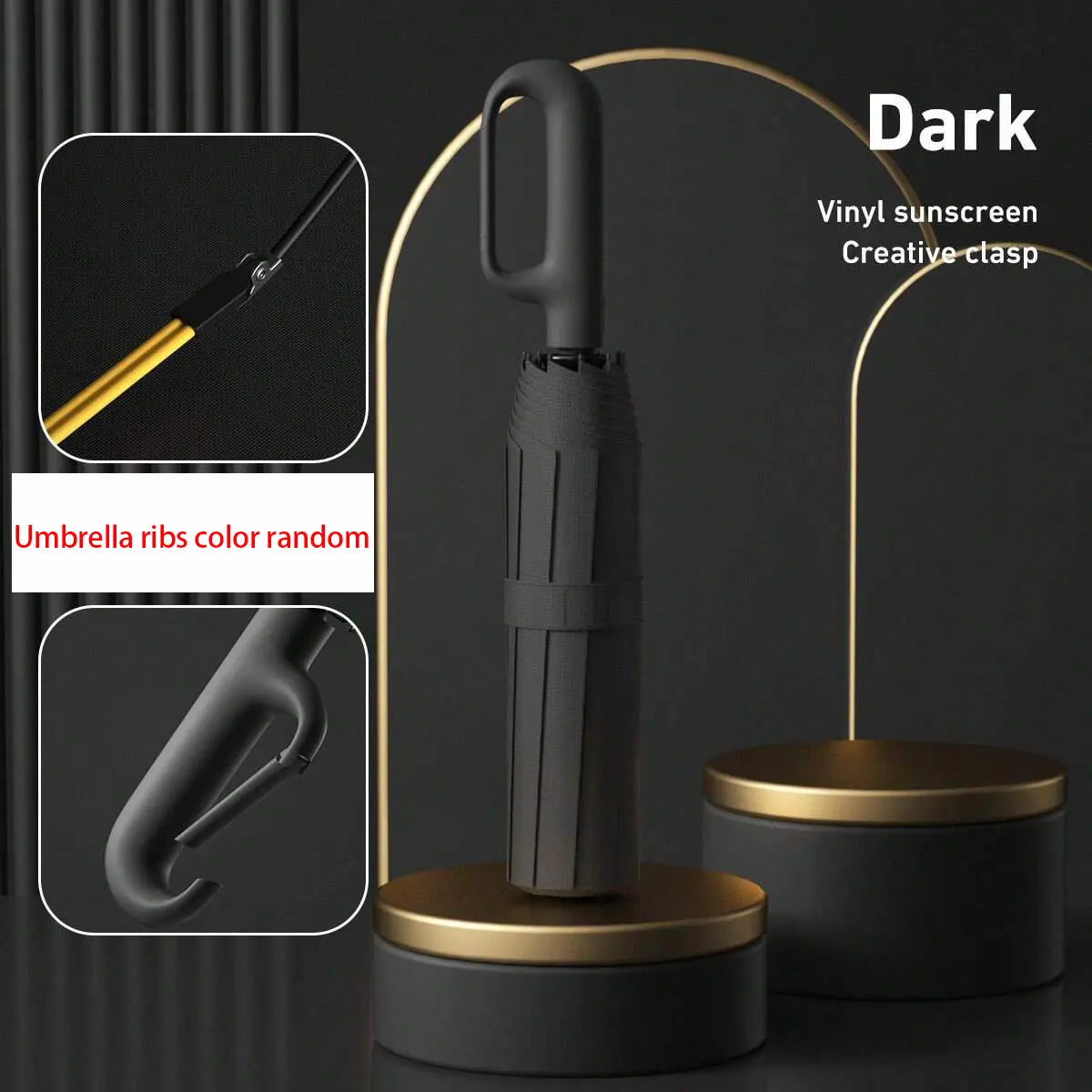Automatic Folding Umbrella, Windproof & Waterproof Portable Compact Travel Umbrella with Loop Buckle for Men & Women