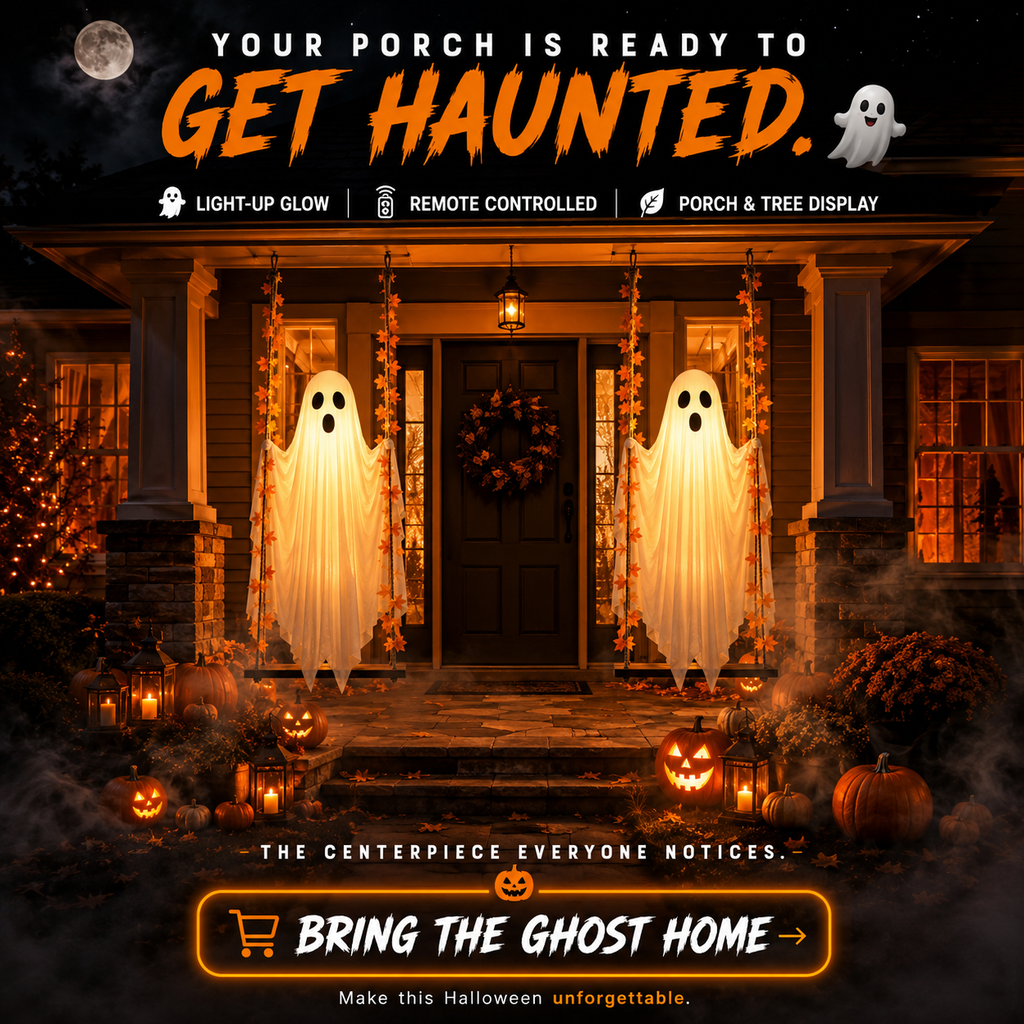 👻 Light-Up Swinging Ghost Halloween Decoration