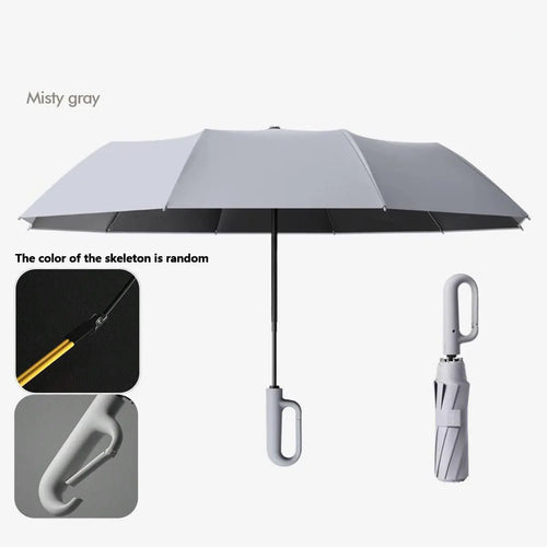Automatic Folding Umbrella, Windproof & Waterproof Portable Compact Travel Umbrella with Loop Buckle for Men & Women