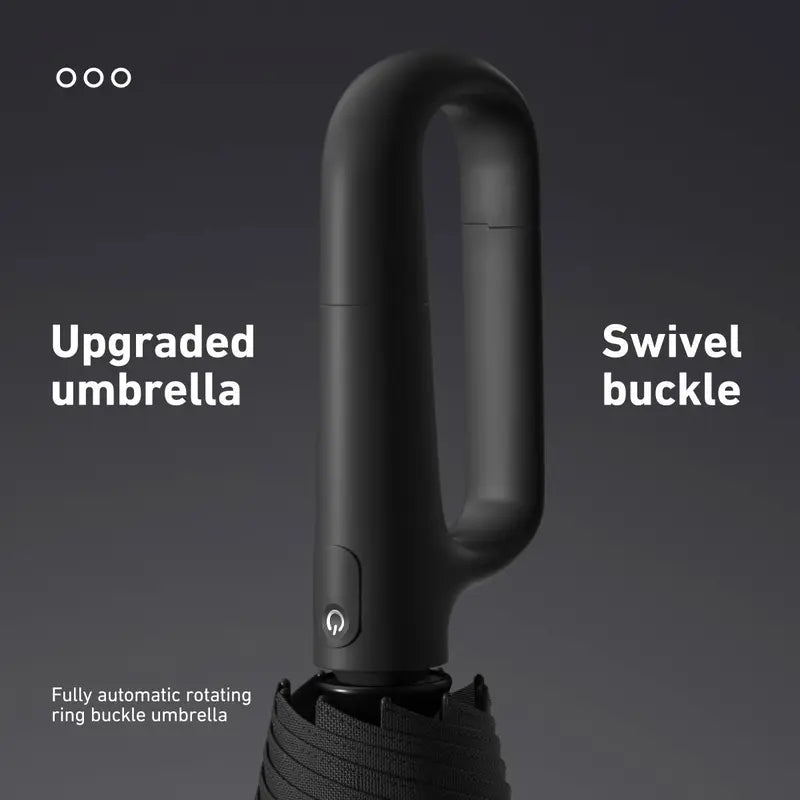 Automatic Folding Umbrella, Windproof & Waterproof Portable Compact Travel Umbrella with Loop Buckle for Men & Women
