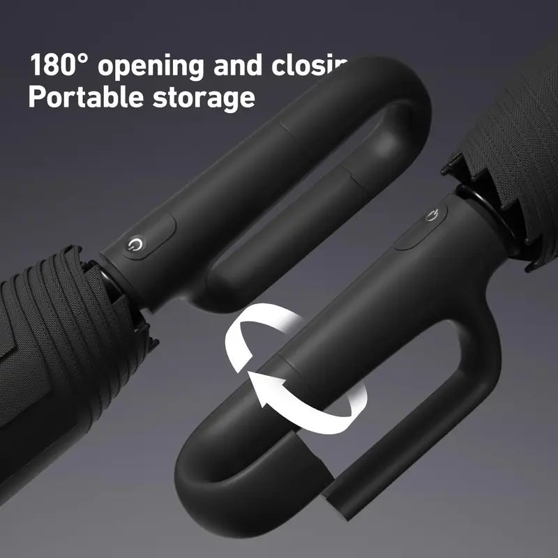 Automatic Folding Umbrella, Windproof & Waterproof Portable Compact Travel Umbrella with Loop Buckle for Men & Women